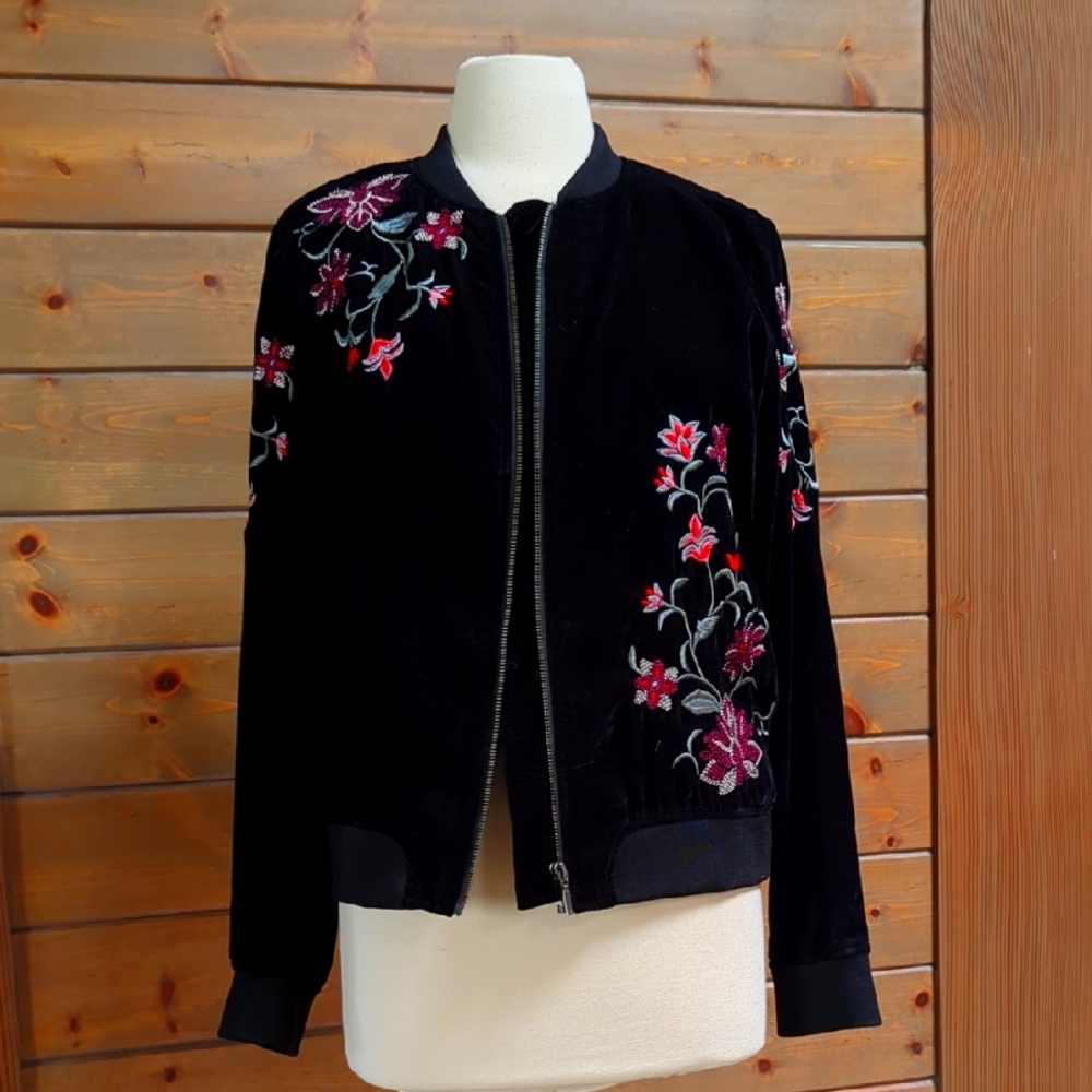 Black Velvet Zip Jacket
